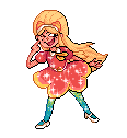 A pixel art illustration of Julie with a sparkle effect
