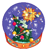 A pixel art illustration of inside a snowglobe, she's the star on top of a Homewarming tree