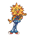 A pixel art illustration of Sally with a sparkle effect